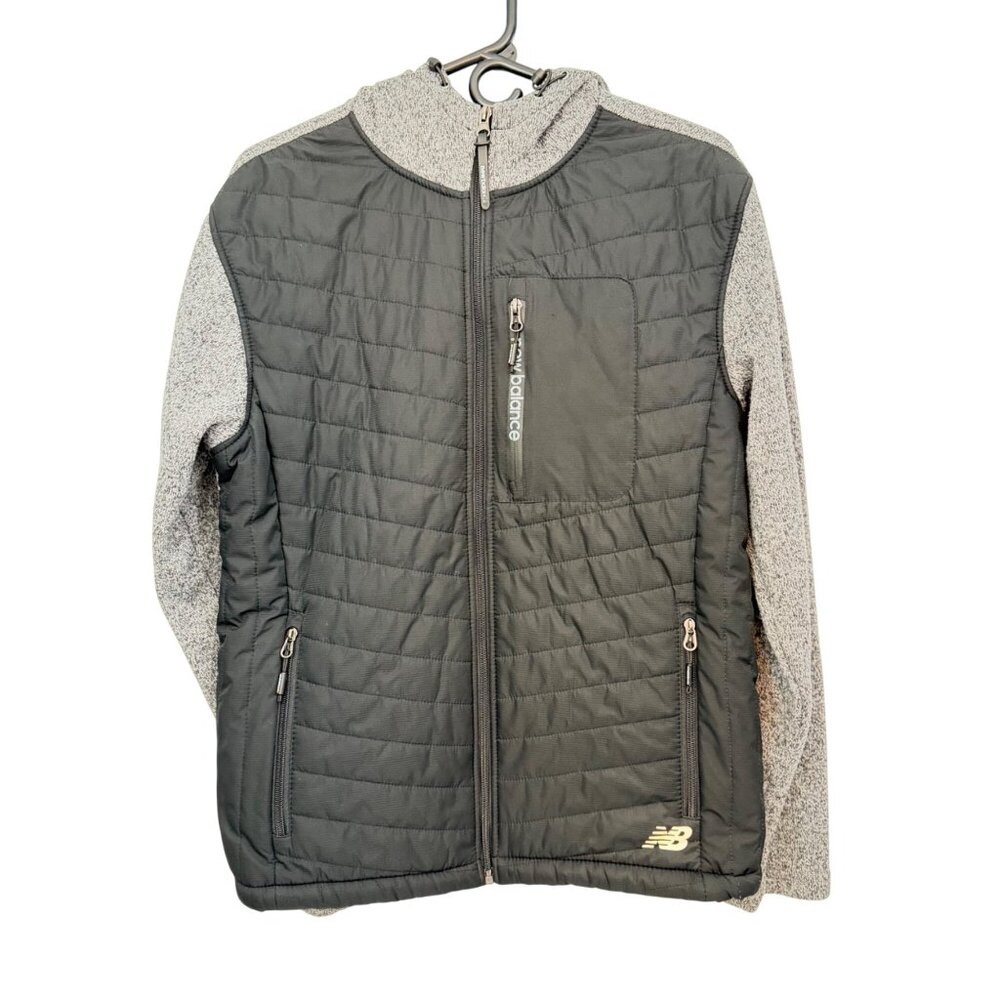 New Balance Quilted Front Full-Zip Hoodie - Men's S - Black/Gray